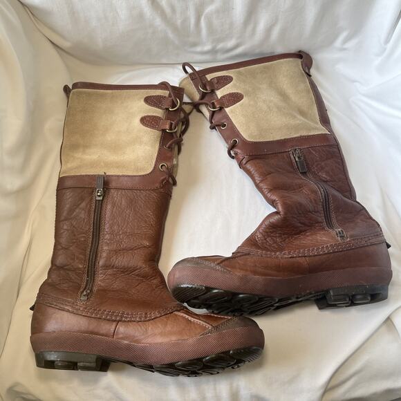 Ugg Belcloud Duck Boot Tall Sheepskin Shearling Lined Size 6.5 37.5 Brown 1900 - Picture 10 of 16